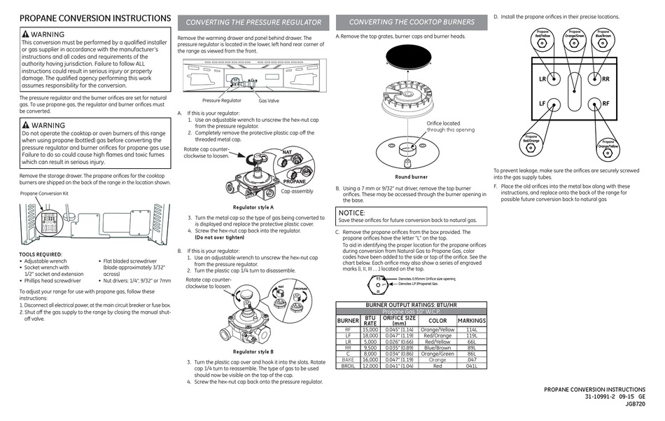GE JGB720 PROPANE CONVERSION INSTRUCTIONS Pdf Download ManualsLib