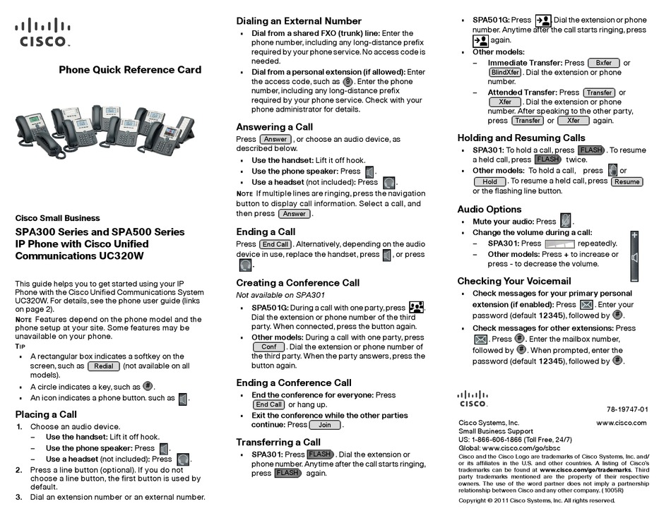 CISCO SPA300 SERIES QUICK REFERENCE CARD Pdf Download ManualsLib