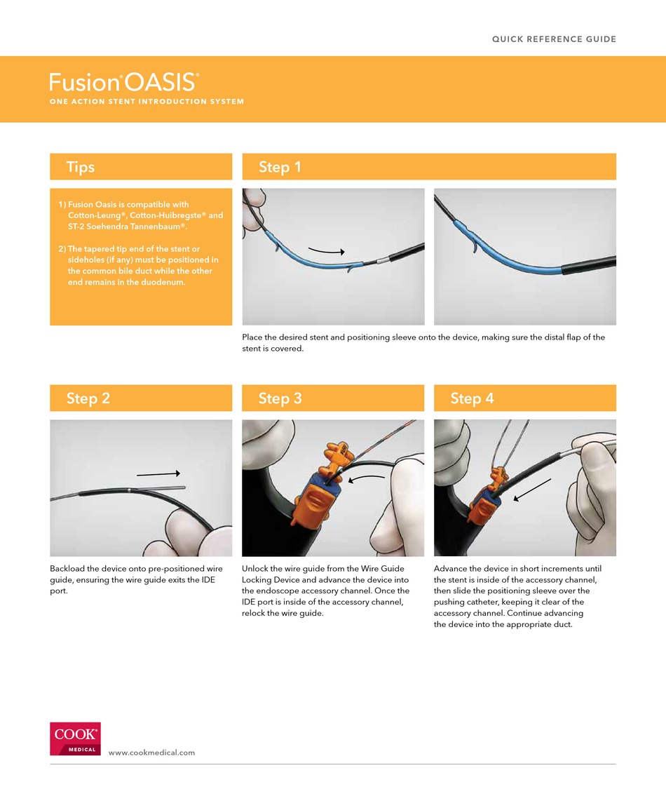 COOK MEDICAL FUSION OASIS QUICK REFERENCE MANUAL Pdf Download ManualsLib