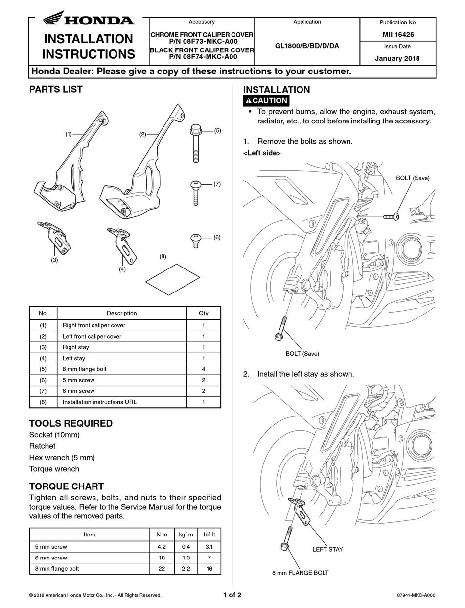 HONDA 08F73MKCA00 INSTALLATION INSTRUCTIONS Pdf Download ManualsLib