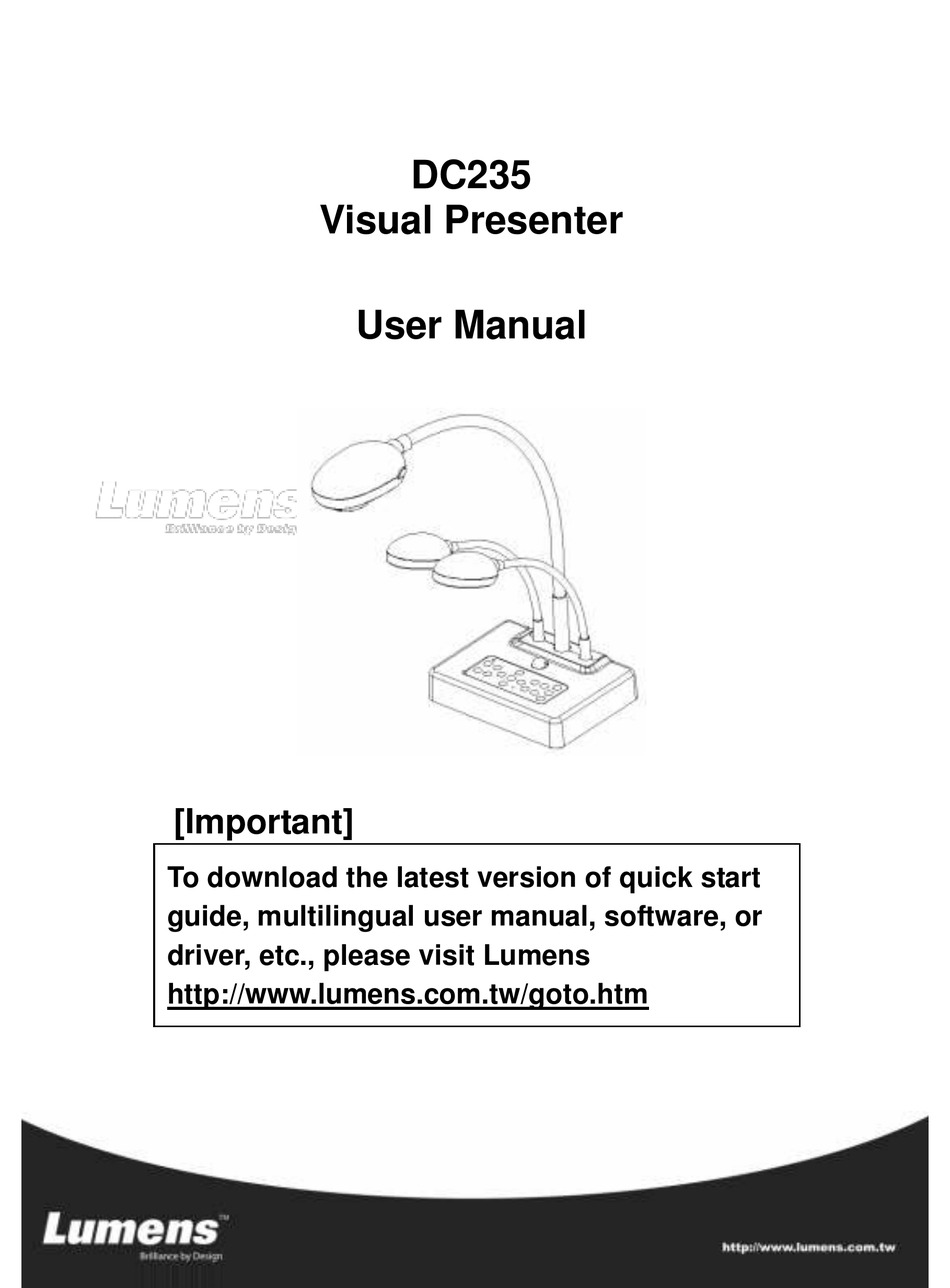 LUMENS DC235 USER MANUAL Pdf Download ManualsLib