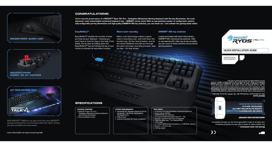 Roccat Ryos Tkl Pro Quick Installation Manual Pdf Download Manualslib