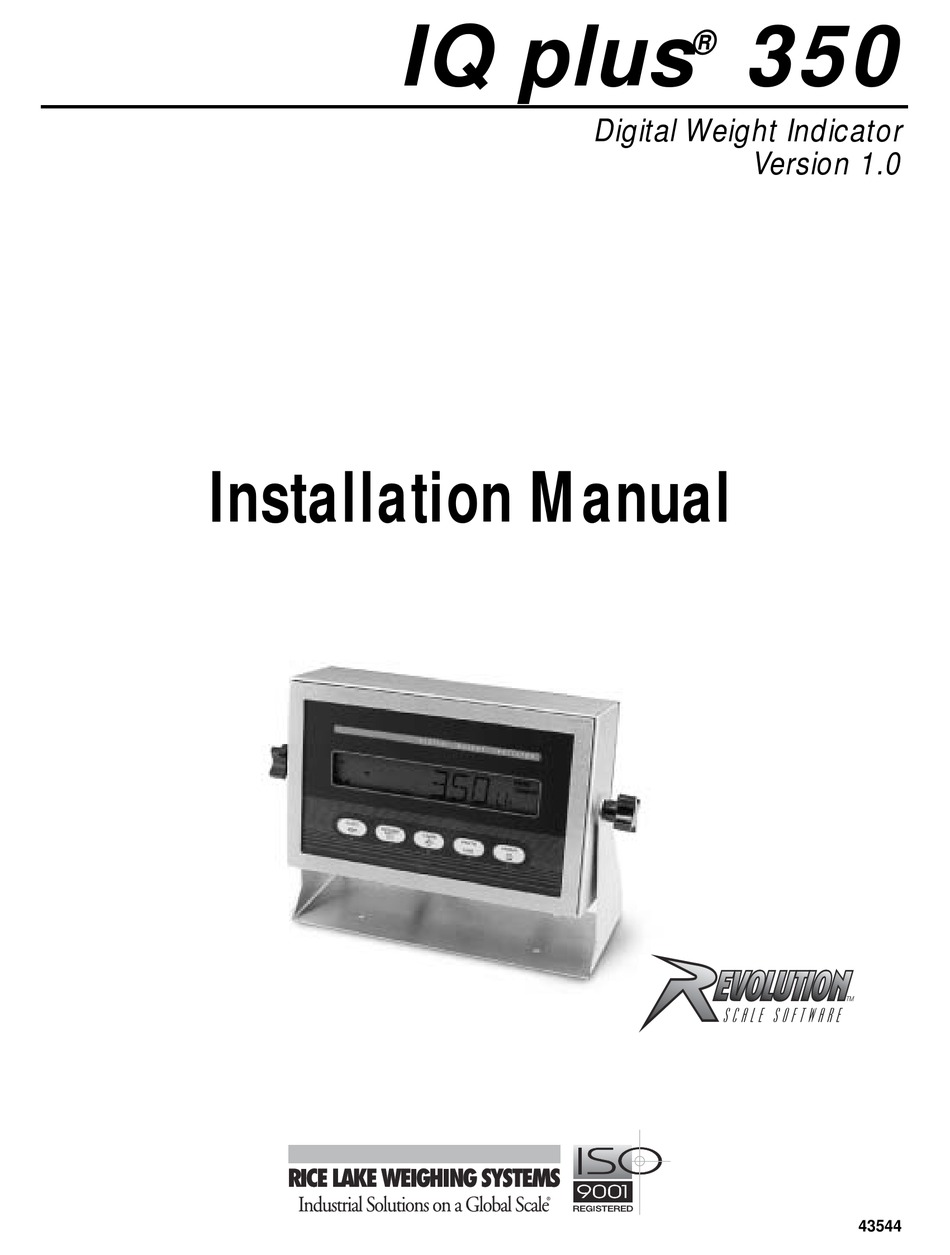 Rice Lake Iq Plus 350 Installation Manual Pdf Download Manualslib