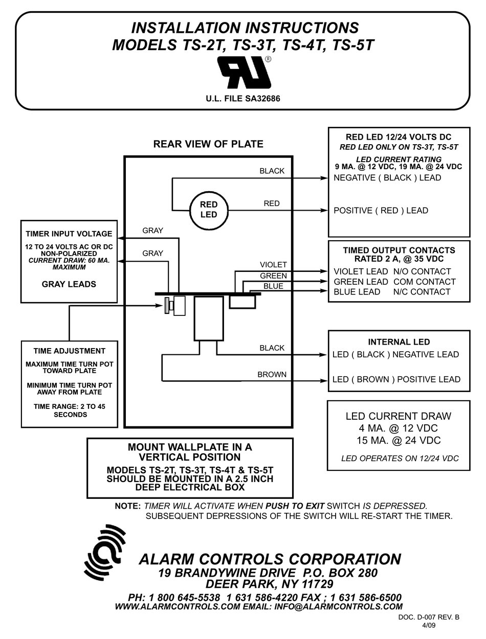 ALARM CONTROLS CORPORATION TS-2T INSTALLATION INSTRUCTIONS Pdf Download |  ManualsLib Fire Control System ManualsLib