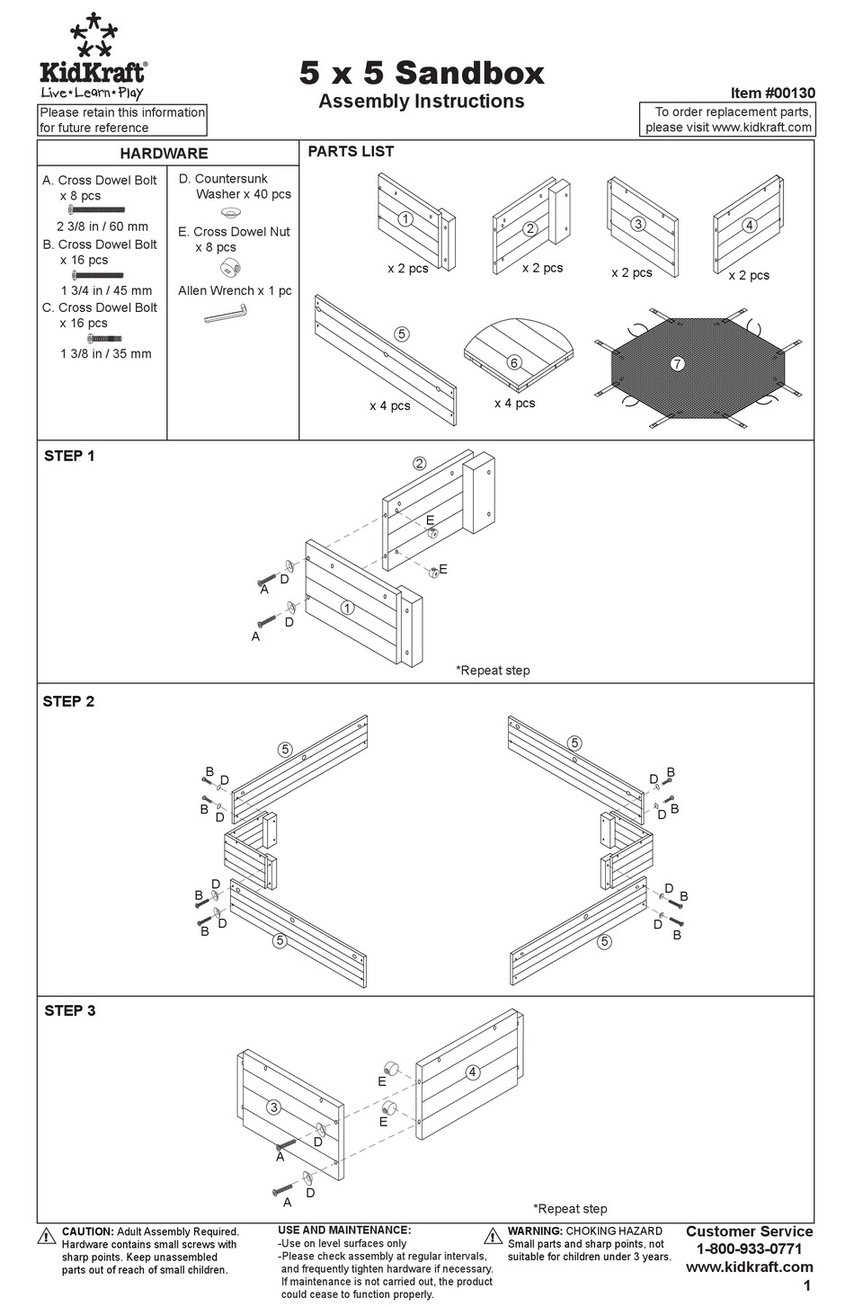 KIDKRAFT 00130 ASSEMBLY INSTRUCTIONS Pdf Download ManualsLib