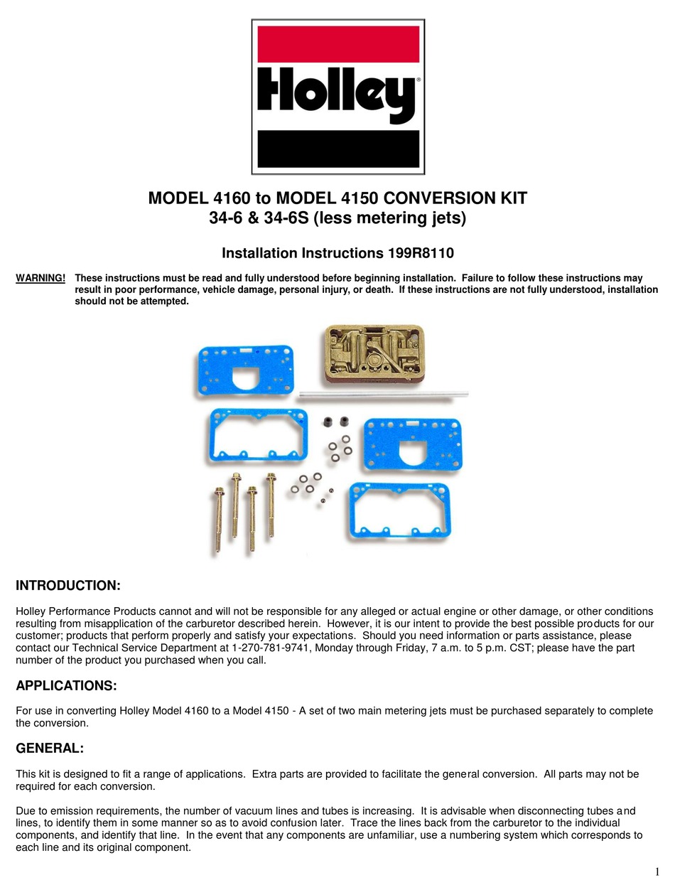HOLLEY 4160 INSTALLATION INSTRUCTIONS Pdf Download ManualsLib