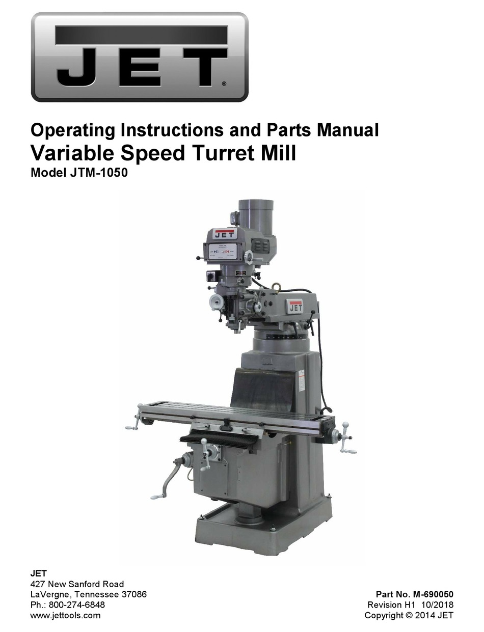 JET JTM1050 OPERATING INSTRUCTIONS AND PARTS MANUAL Pdf Download