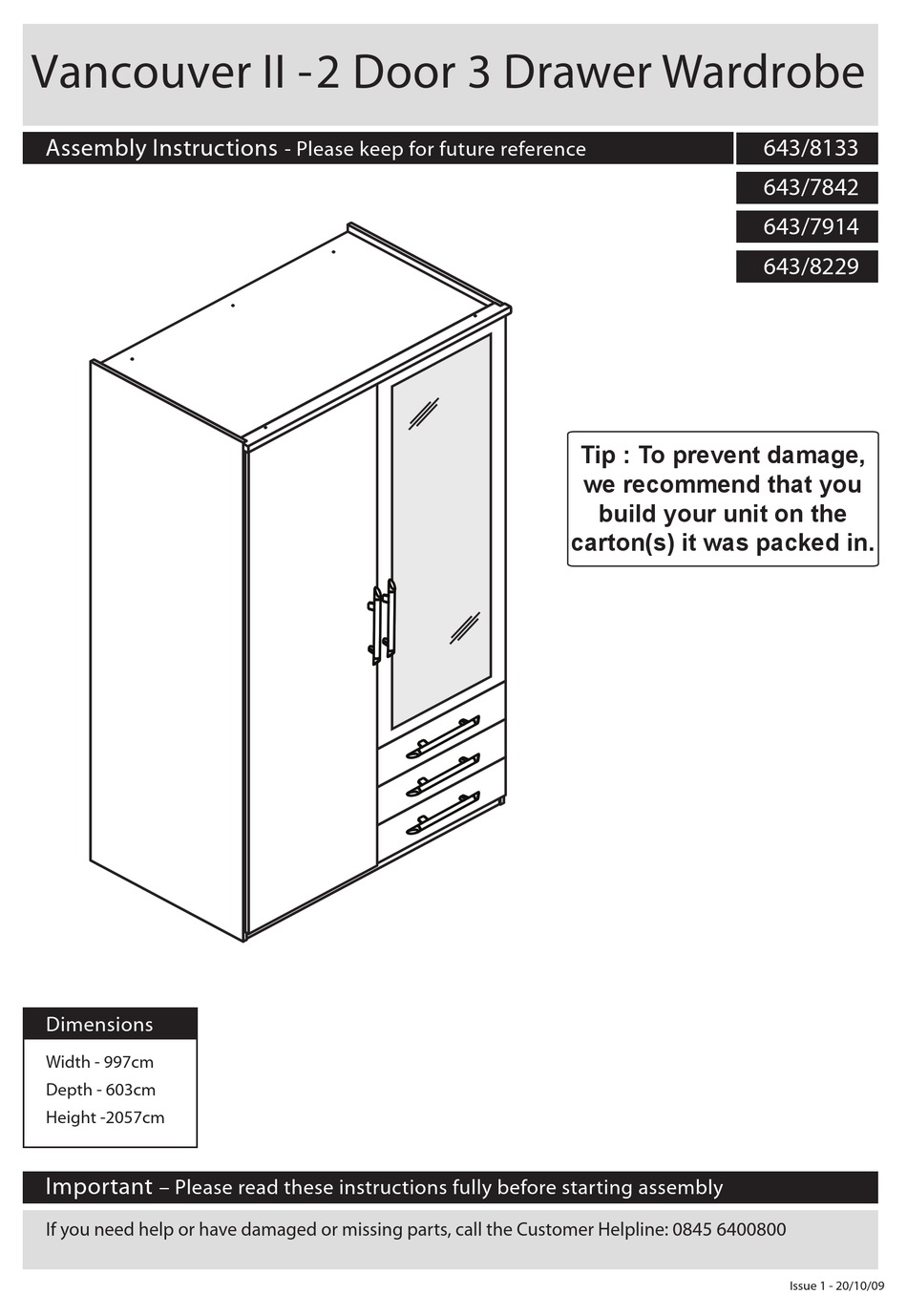 ARGOS VANCOUVER II 643/8133 ASSEMBLY INSTRUCTIONS MANUAL Pdf Download