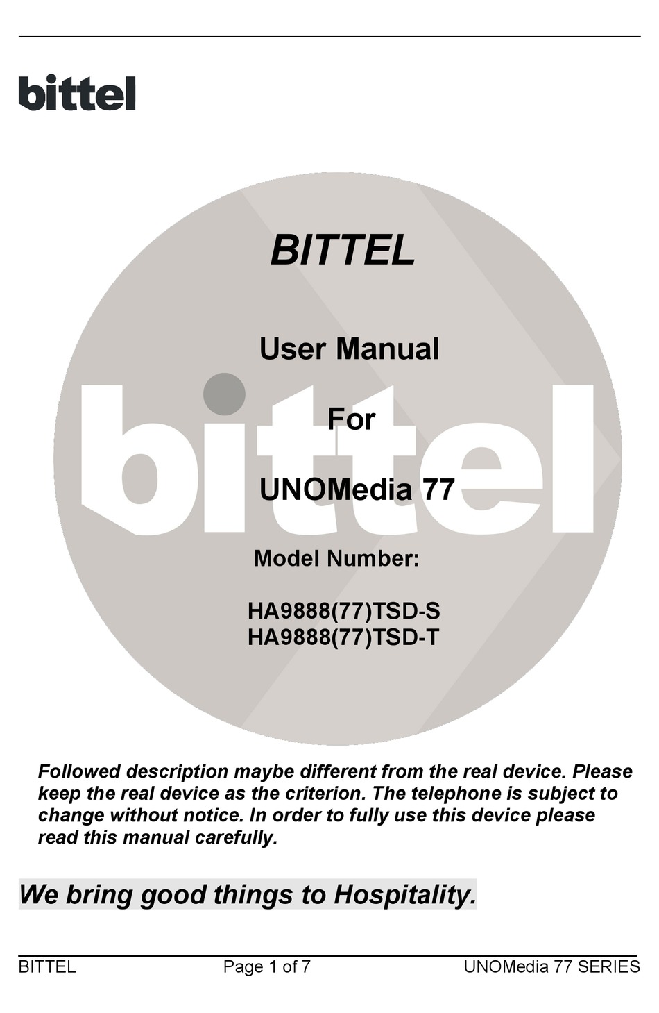Bittel Unomedia 77 User Manual Pdf Download Manualslib