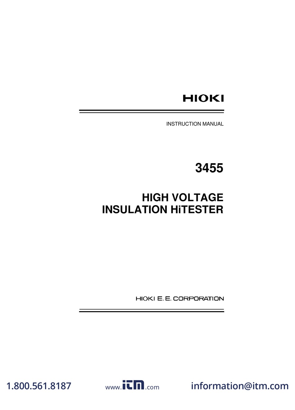 HIOKI 3455 INSTRUCTION MANUAL Pdf Download ManualsLib