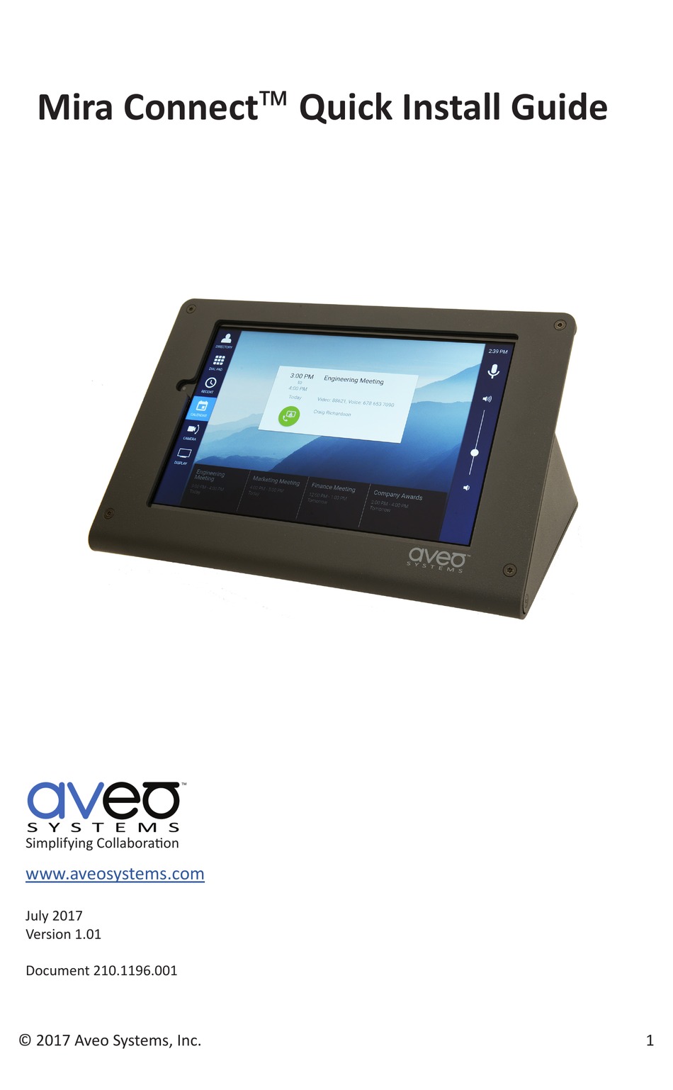 AVEO SYSTEMS MIRA CONNECT QUICK INSTALL MANUAL Pdf Download ManualsLib