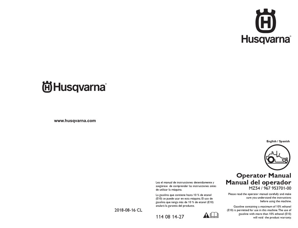 HUSQVARNA MZ54 OPERATOR