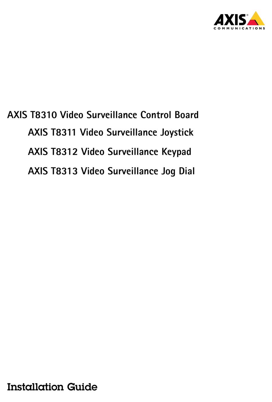 AXIS T8310 INSTALLATION MANUAL Pdf Download ManualsLib