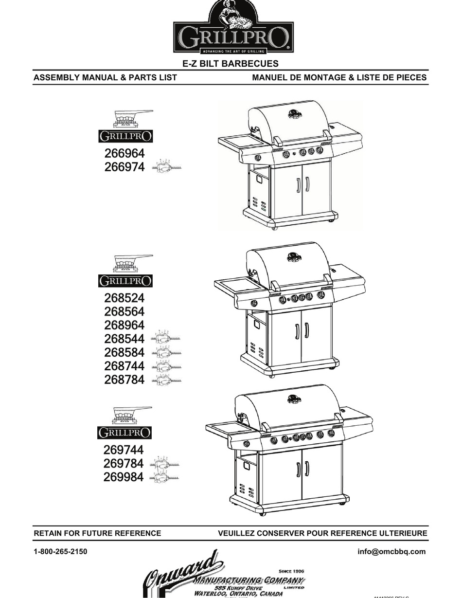 GRILLPRO 266964 ASSEMBLY MANUAL & PARTS LIST Pdf Download ManualsLib