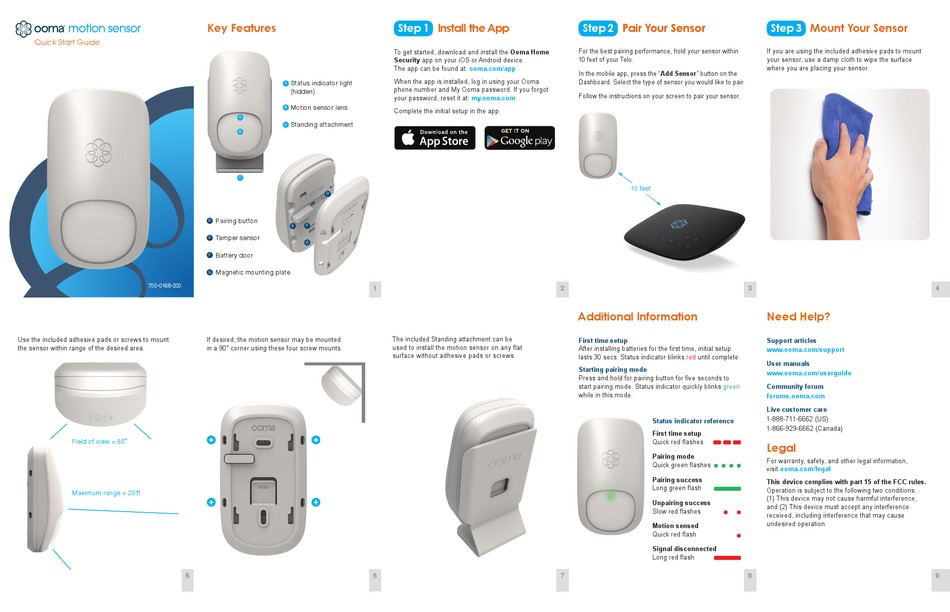 OOMA MOTION SENSOR QUICK START MANUAL Pdf Download ManualsLib