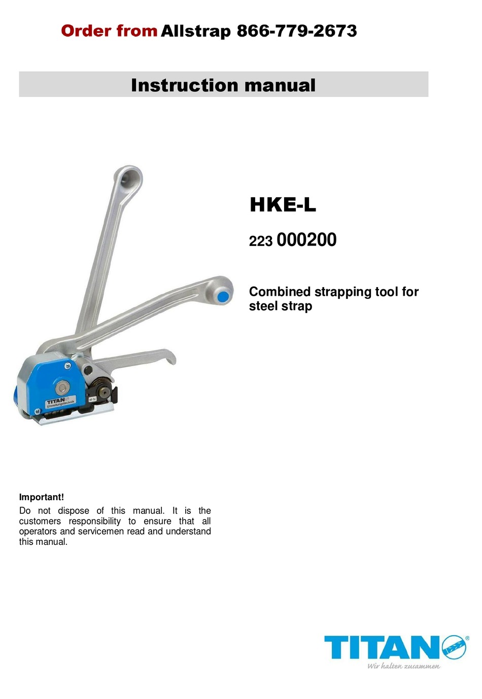 Titan Hke L Instruction Manual Pdf Download Manualslib
