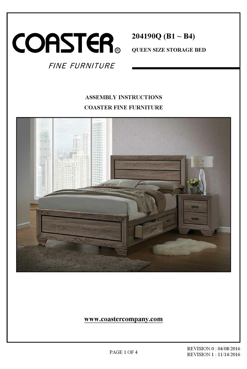 Coaster 204190q Assembly Instruction, Coaster Fine Furniture King Bed Assembly Instructions