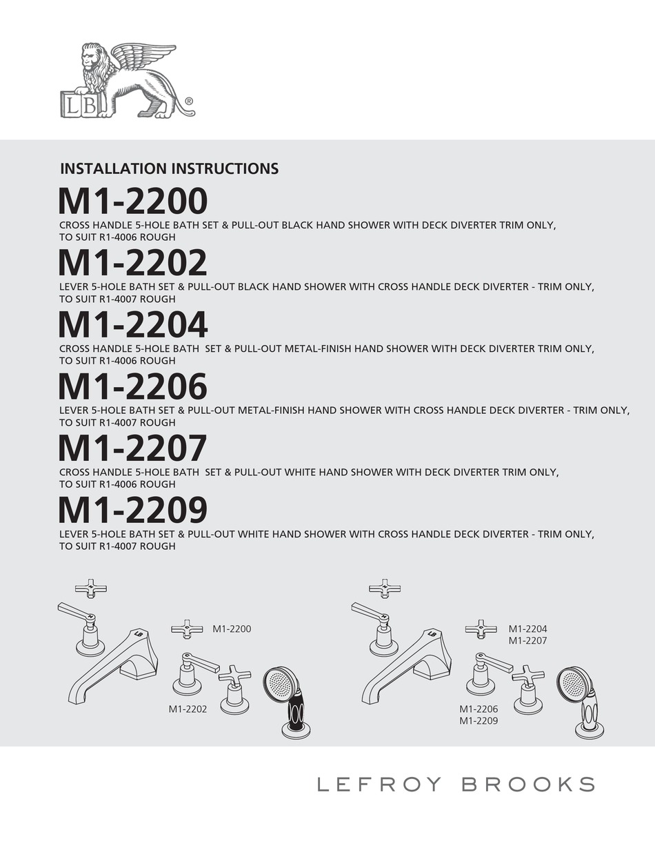 LEFROY BROOKS M12200 INSTALLATION INSTRUCTIONS MANUAL Pdf Download