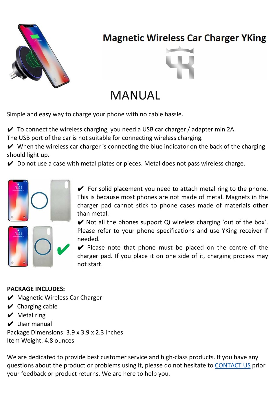 YKING MANGETIC WIRELESS CAR CHARGER USER MANUAL Pdf Download ManualsLib