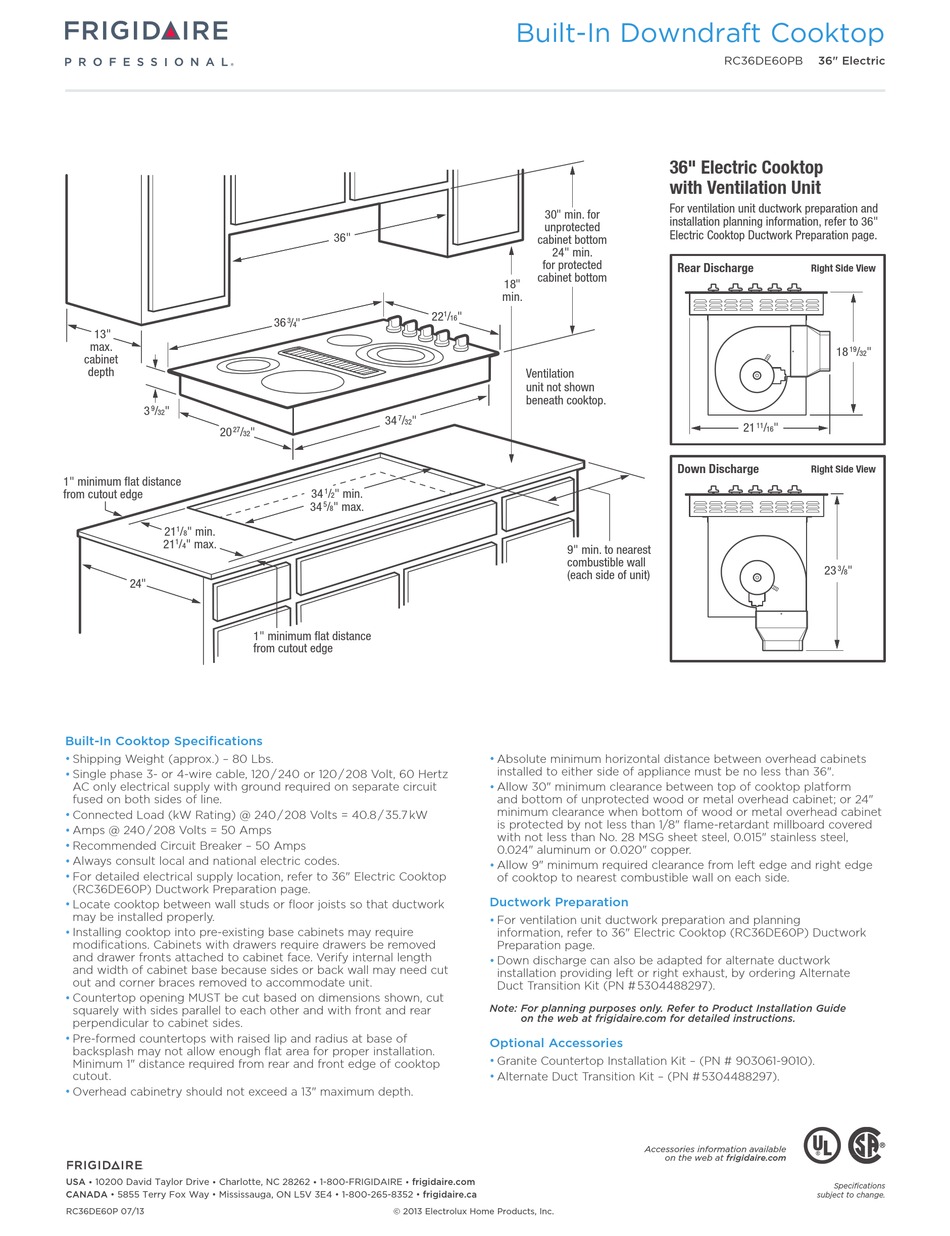 frigidaire rc36de60pb