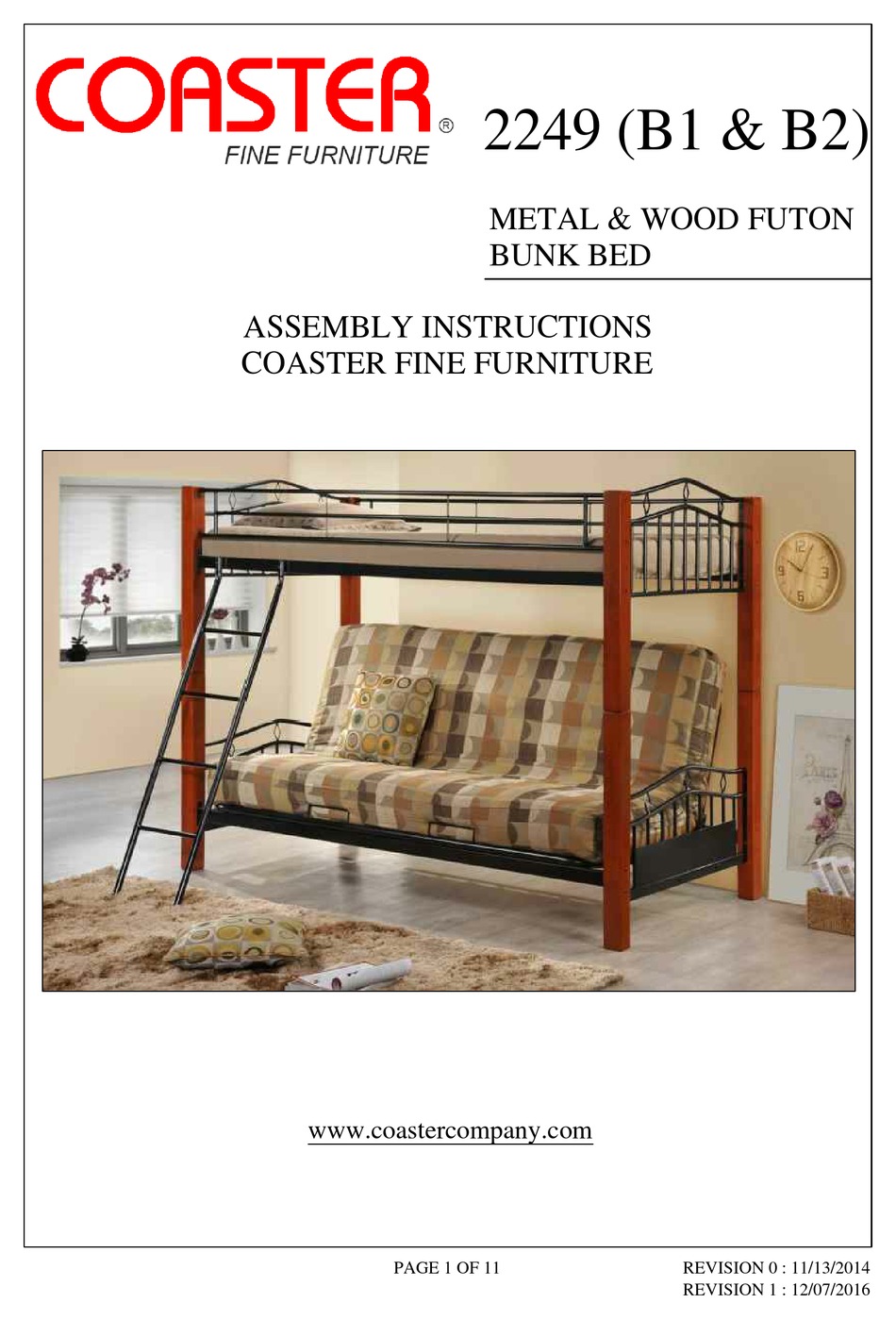 Coaster 2249 Assembly Instructions, Futon Bunk Bed Instructions