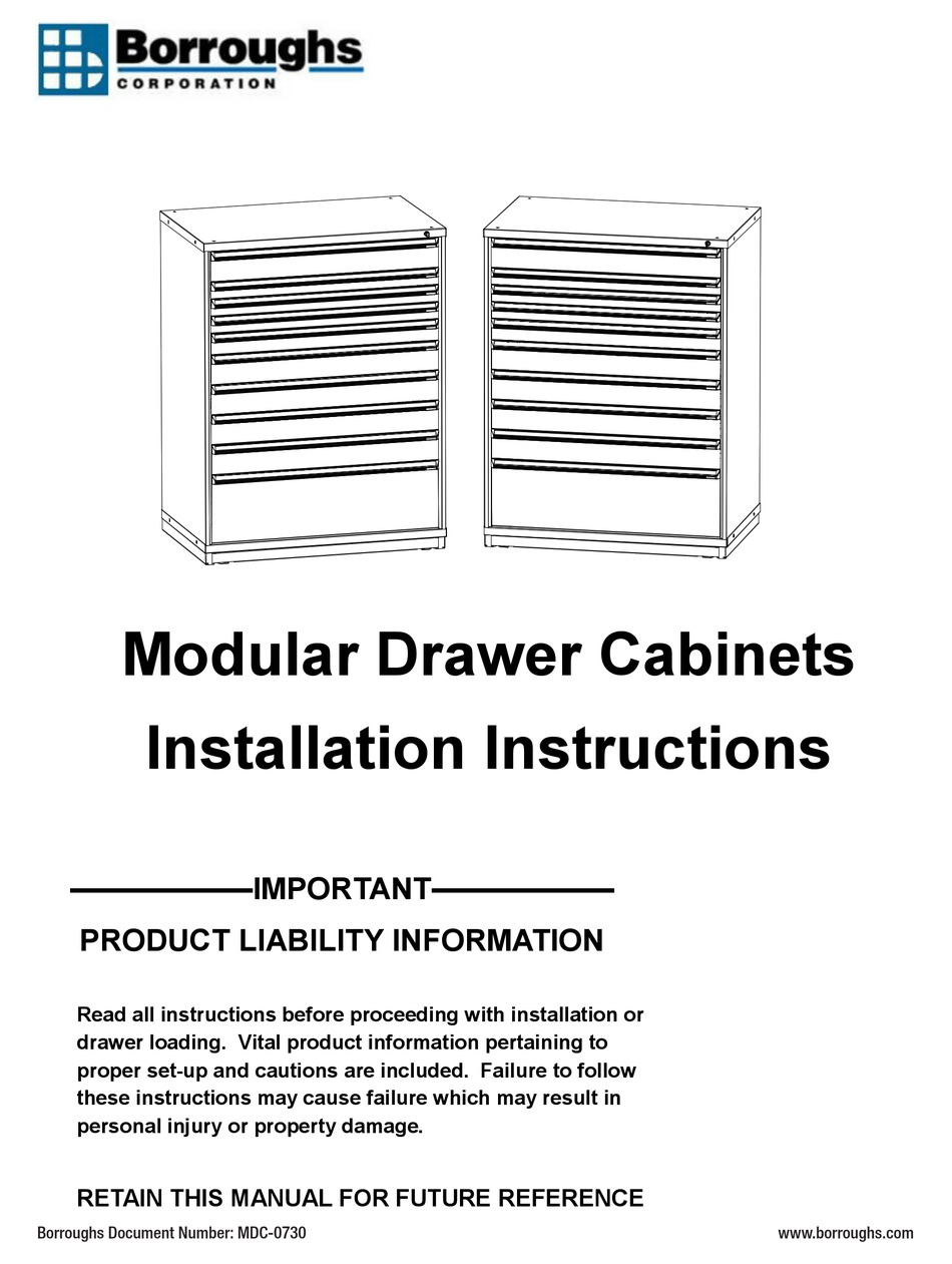 BORROUGHS MODULAR DRAWER INSTALLATION INSTRUCTIONS MANUAL Pdf