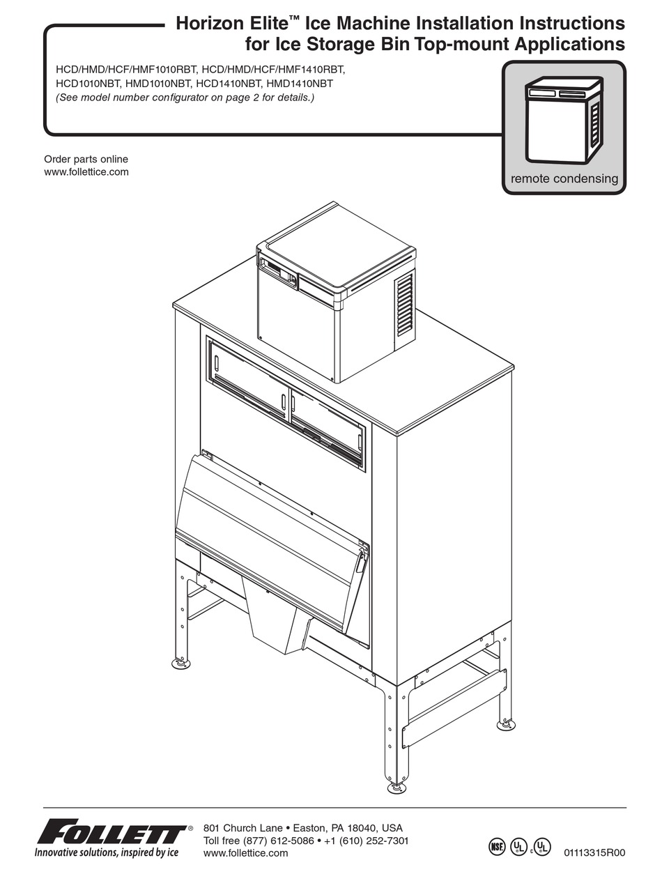 FOLLETT HORIZON ELITE INSTALLATION INSTRUCTIONS MANUAL Pdf Download
