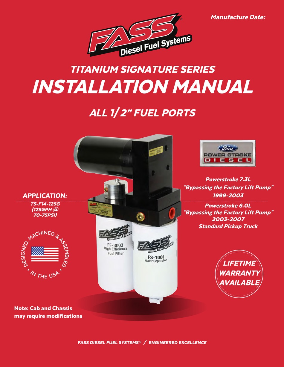 FASS TS-F14-125G INSTALLATION MANUALS 