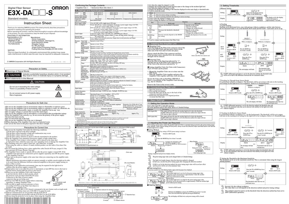 OMRON E3X-DA21-S INSTRUCTION SHEET Pdf Download | ManualsLib OMRON E3X-DA21-S INSTRUCTION SHEET Pdf Download | ManualsLib