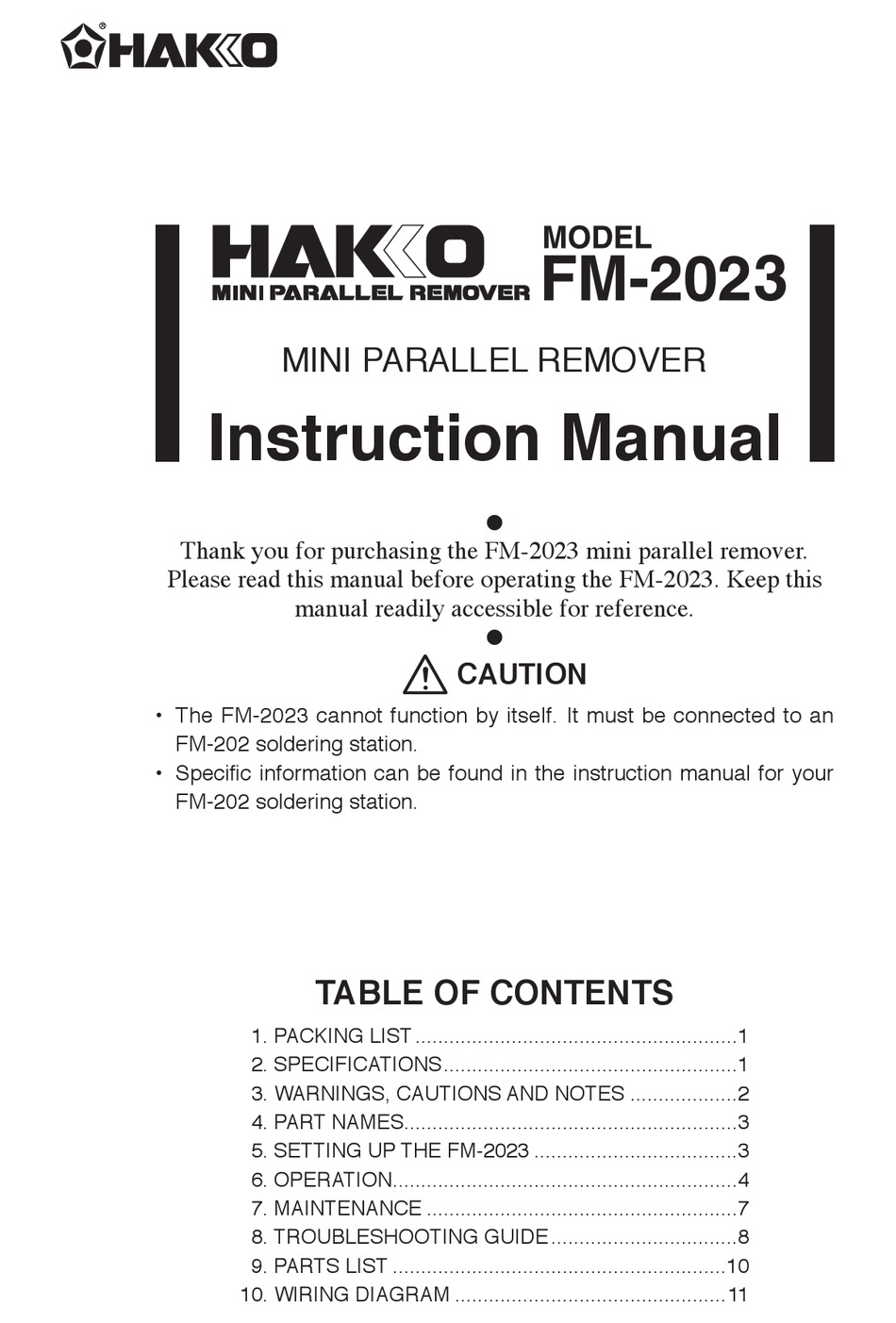 HAKKO ELECTRONICS FM-2023 INSTRUCTION MANUAL Pdf Download | ManualsLib