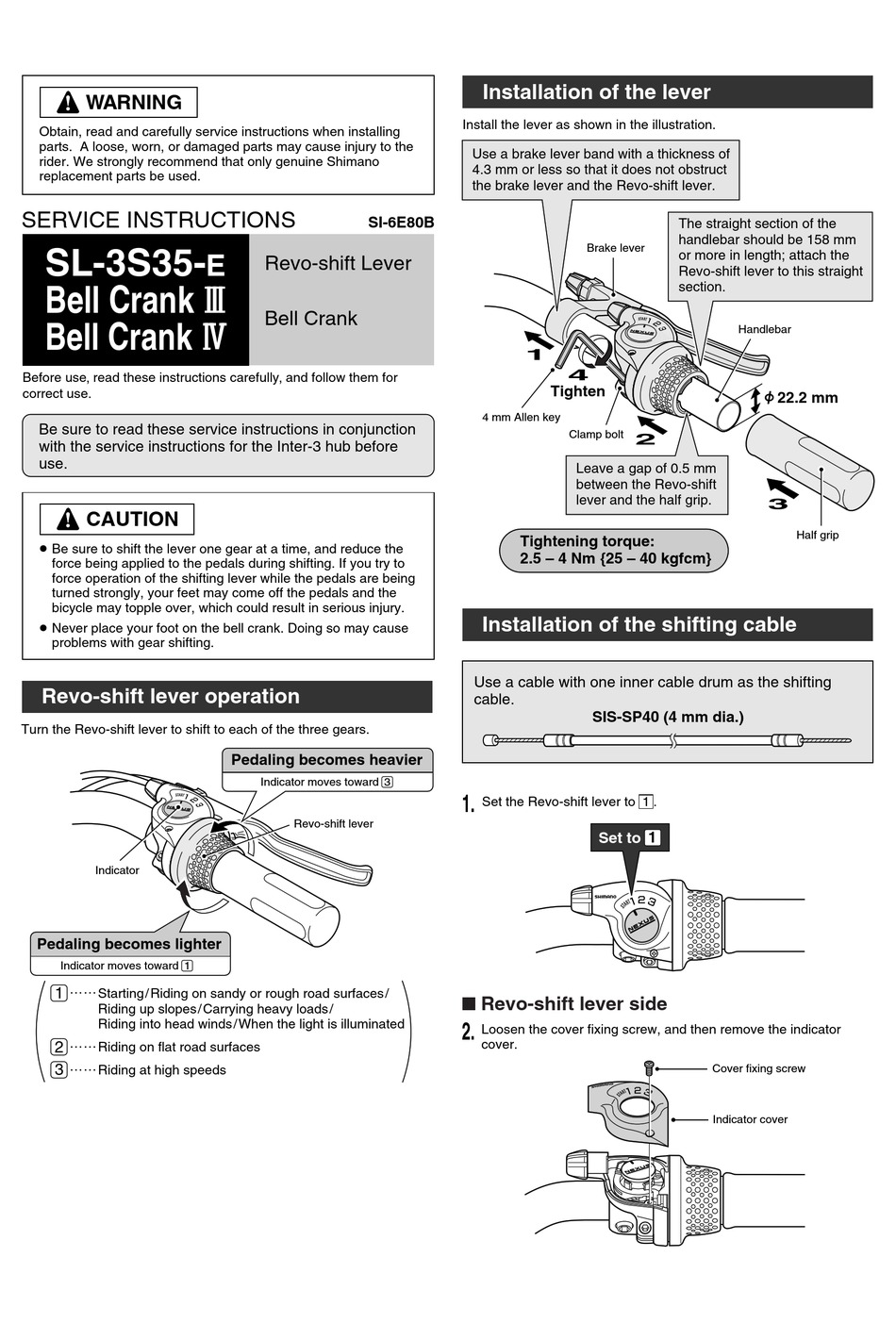 shimano road shift cable set instructions