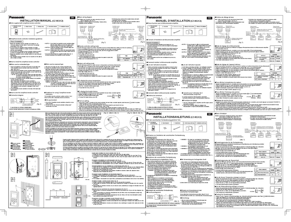 PANASONIC CZ-RE2C2 INSTALLATION MANUAL Pdf Download | ManualsLib