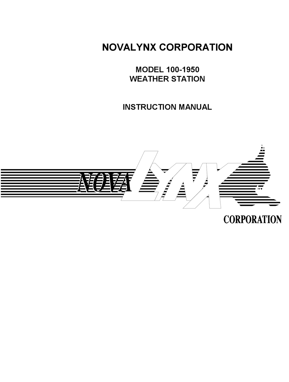NOVALYNX 1001950 INSTRUCTION MANUAL Pdf Download ManualsLib