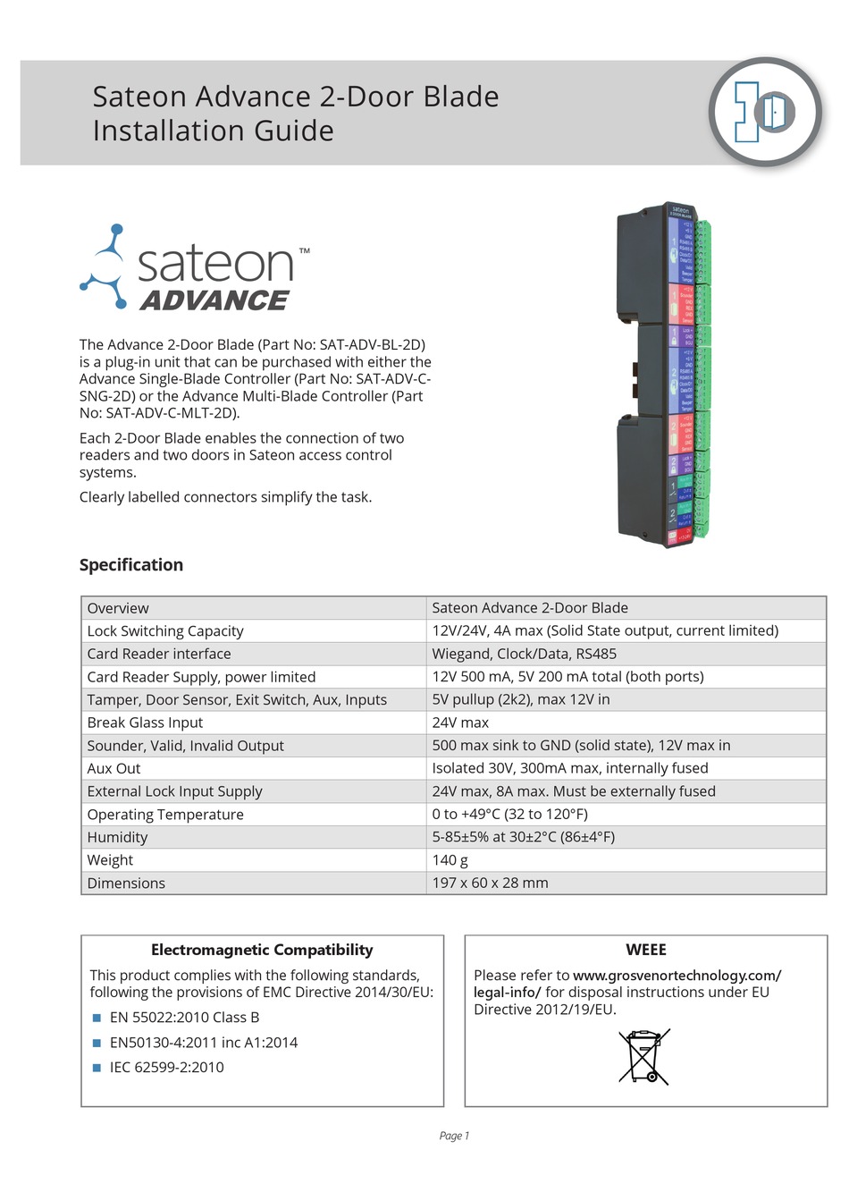 GROSVENOR SATEON ADVANCE 2 DOOR BLADE INSTALLATION MANUAL Pdf Download |  ManualsLib  Sateon Access Control Wiring Diagram    ManualsLib