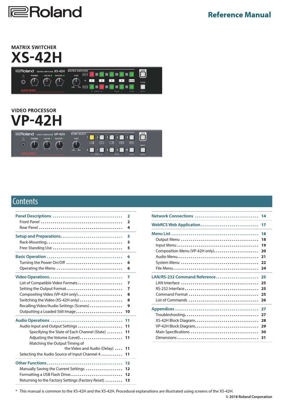 ROLAND XS-42H REFERENCE MANUAL Pdf Download