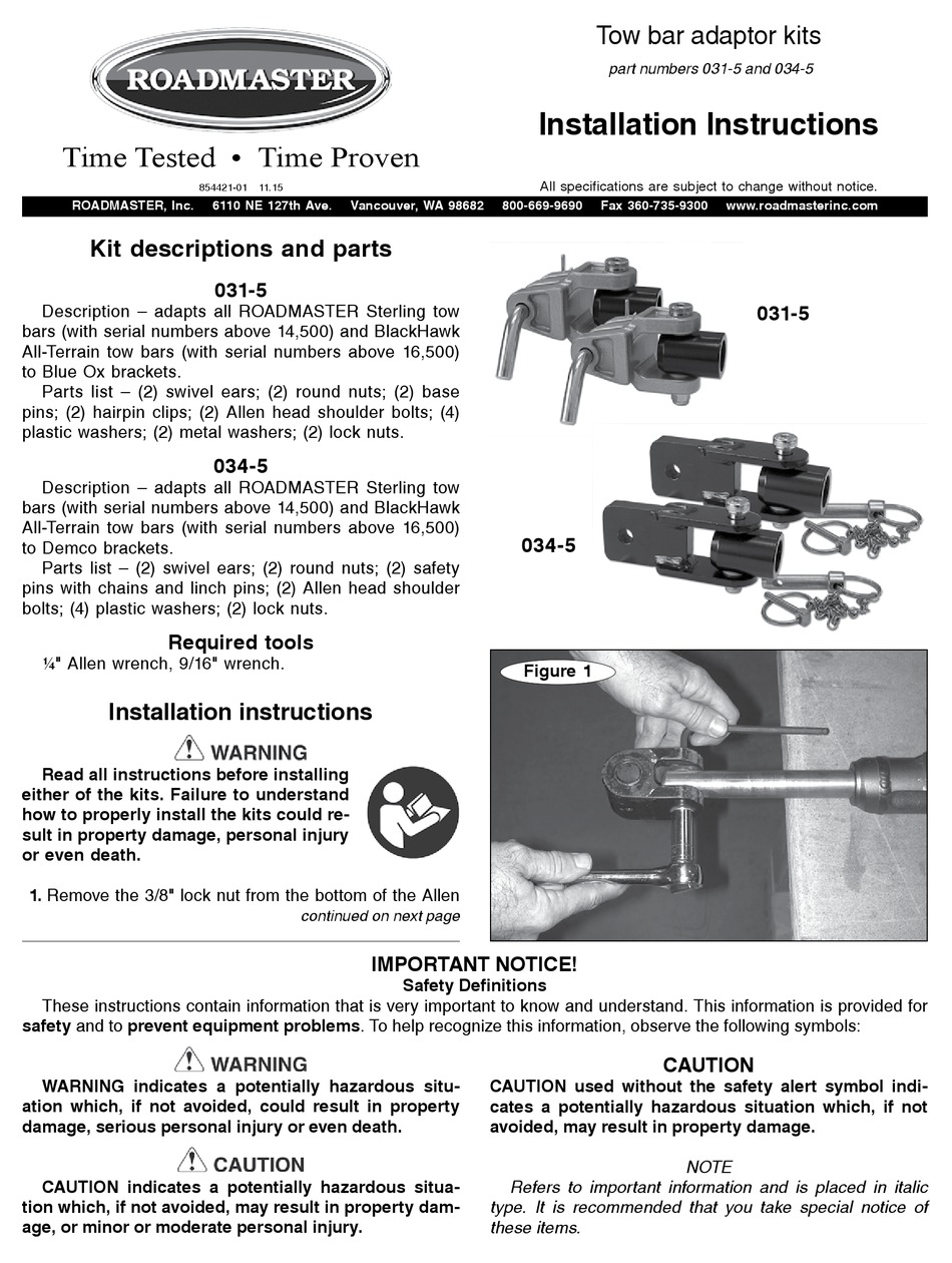 ROADMASTER 0315 INSTALLATION INSTRUCTIONS Pdf Download ManualsLib