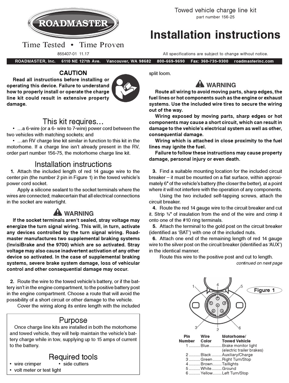 ROADMASTER 15625 INSTALLATION INSTRUCTIONS Pdf Download ManualsLib