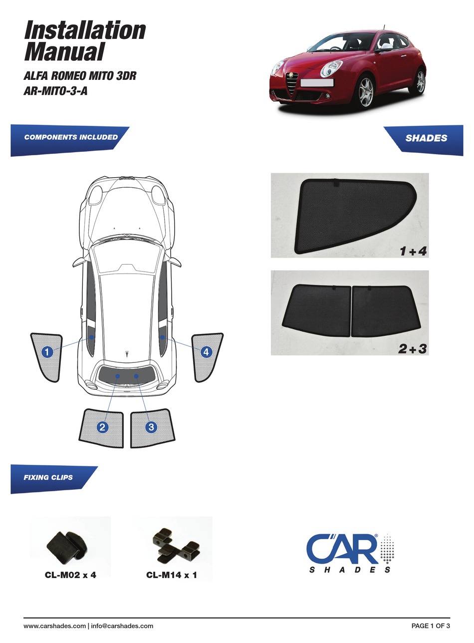 CAR SHADES ARMITO3A INSTALLATION MANUAL Pdf Download ManualsLib