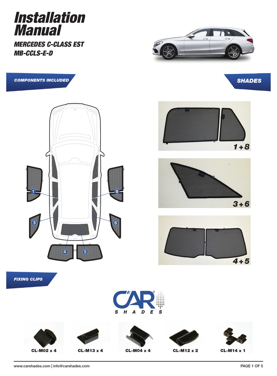 CAR SHADES MBCCLSED INSTALLATION MANUAL Pdf Download ManualsLib