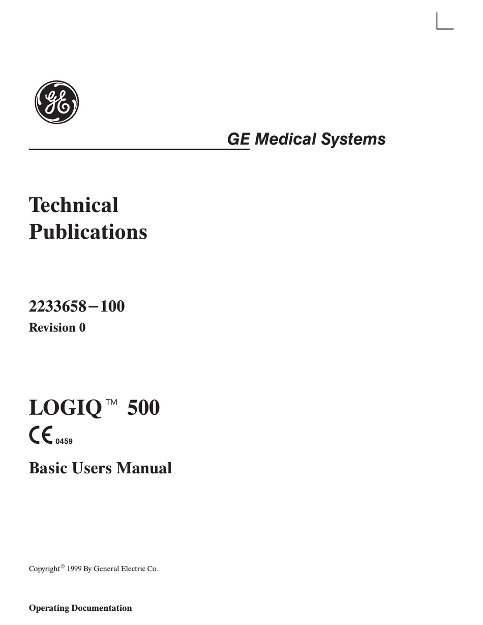 Ge Logiq 500 User Manual Pdf Download Manualslib