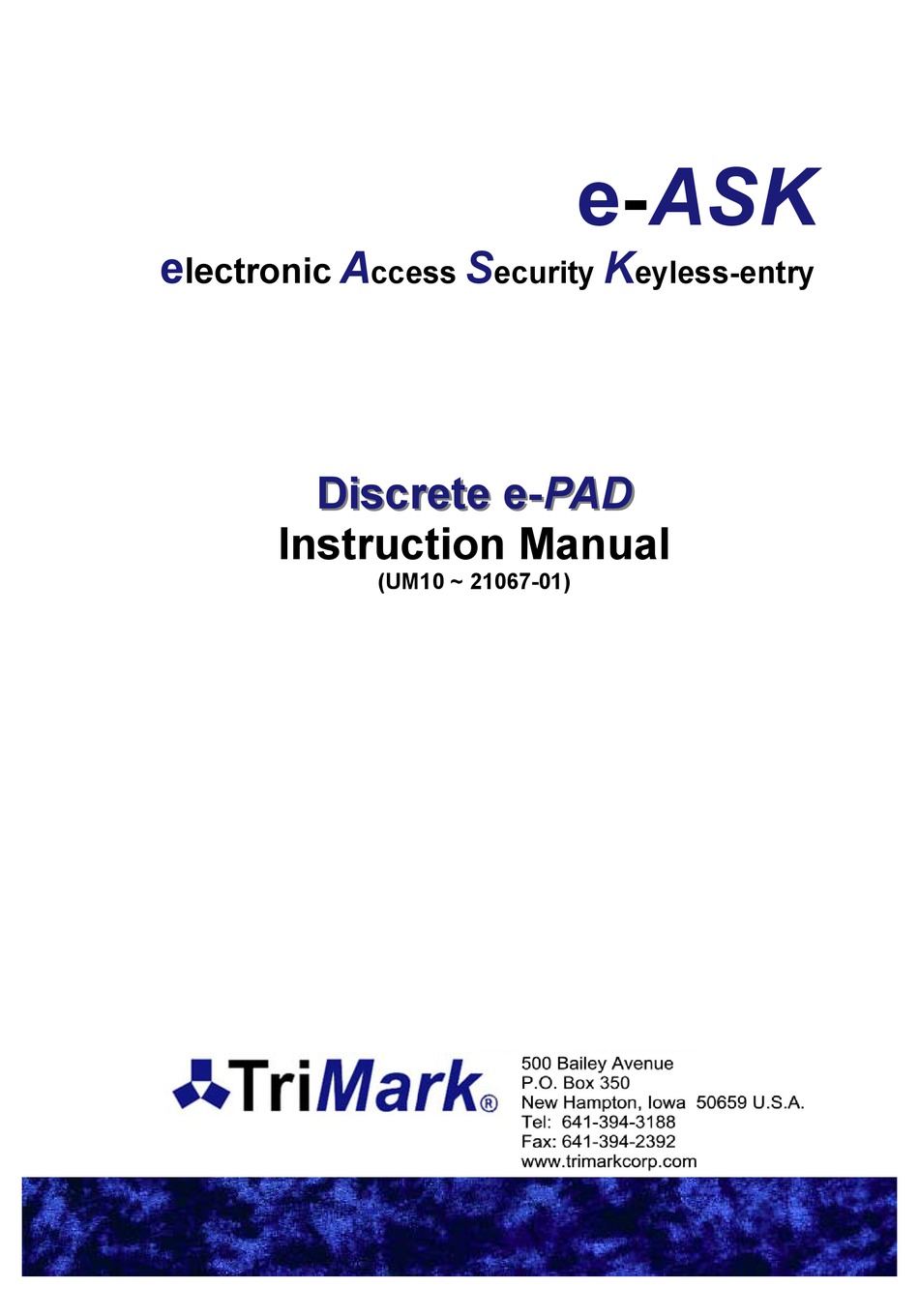 TRIMARK EASK INSTRUCTION MANUAL Pdf Download ManualsLib