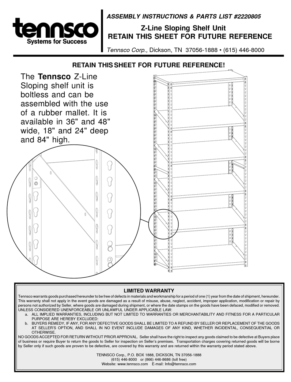 TENNSCO ZT7 SERIES ASSEMBLY INSTRUCTIONS Pdf Download ManualsLib