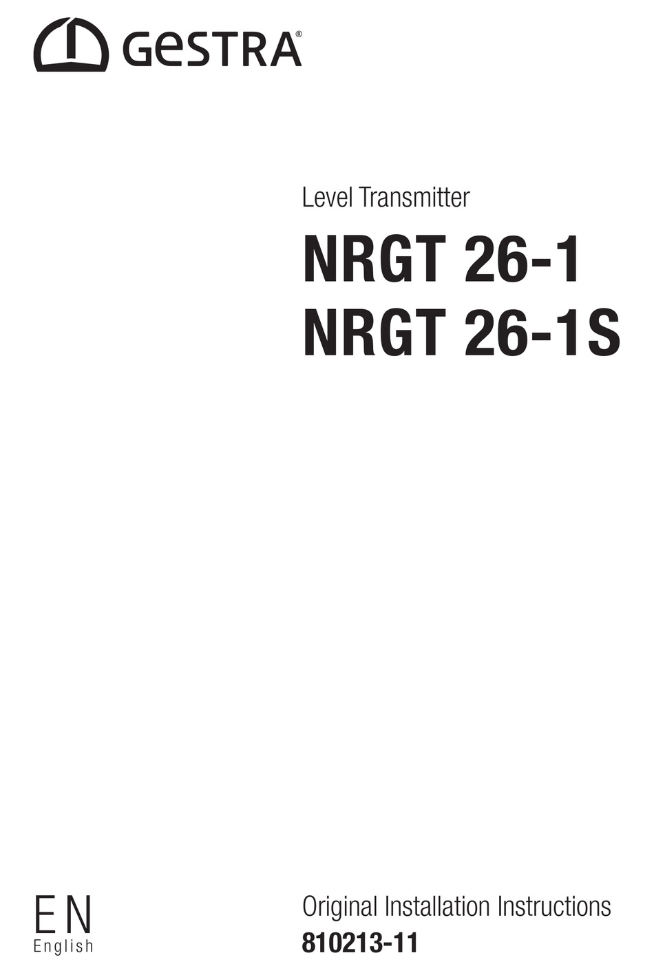 GESTRA NRGT 26-1S INSTALLATION INSTRUCTIONS MANUAL Pdf Download ...