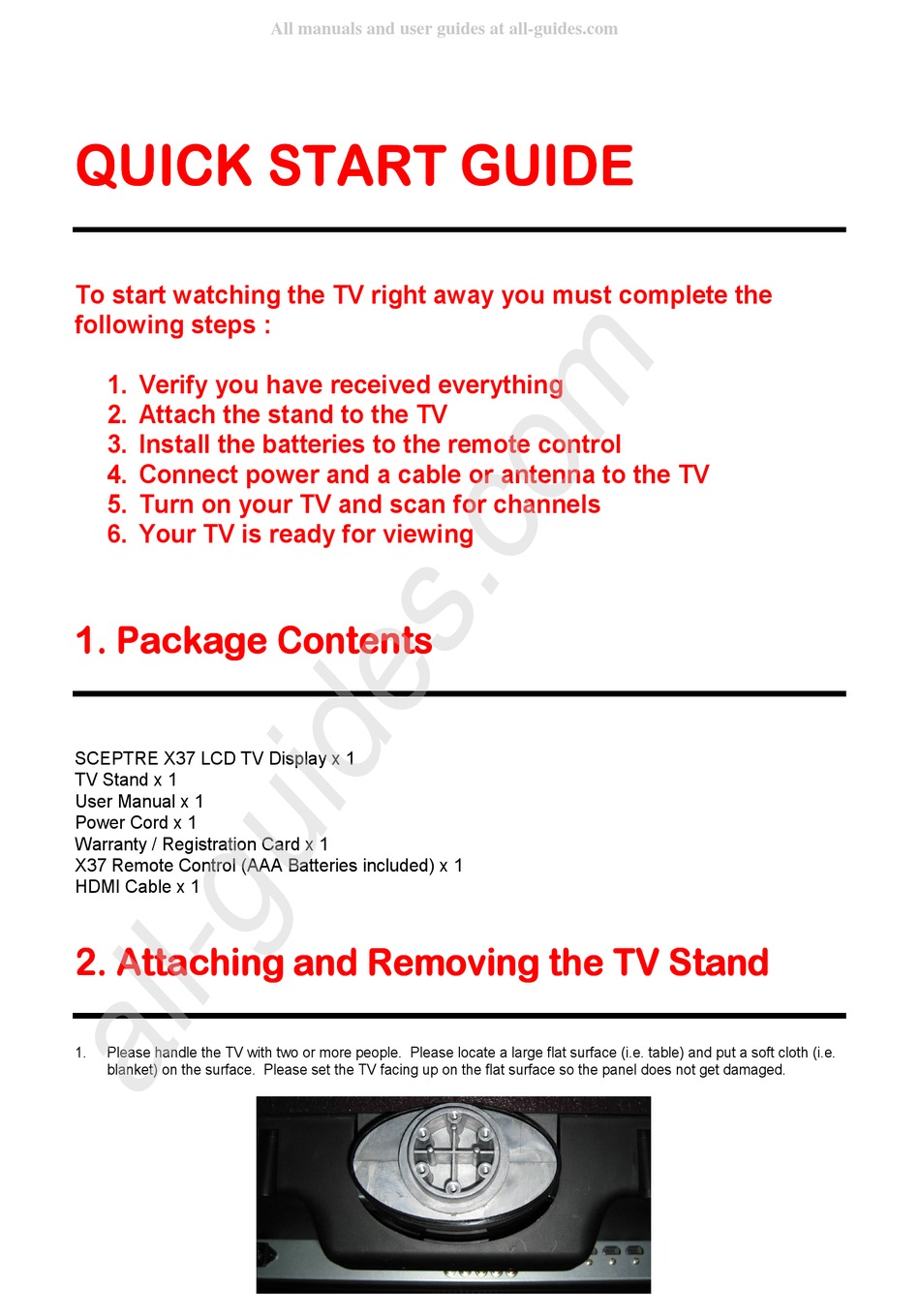 SCEPTRE X370BVFHD QUICK START MANUAL Pdf Download ManualsLib