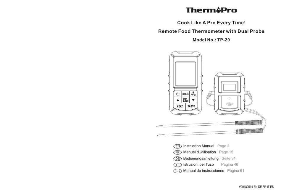 THERMOPRO TP20 INSTRUCTION MANUAL Pdf Download ManualsLib
