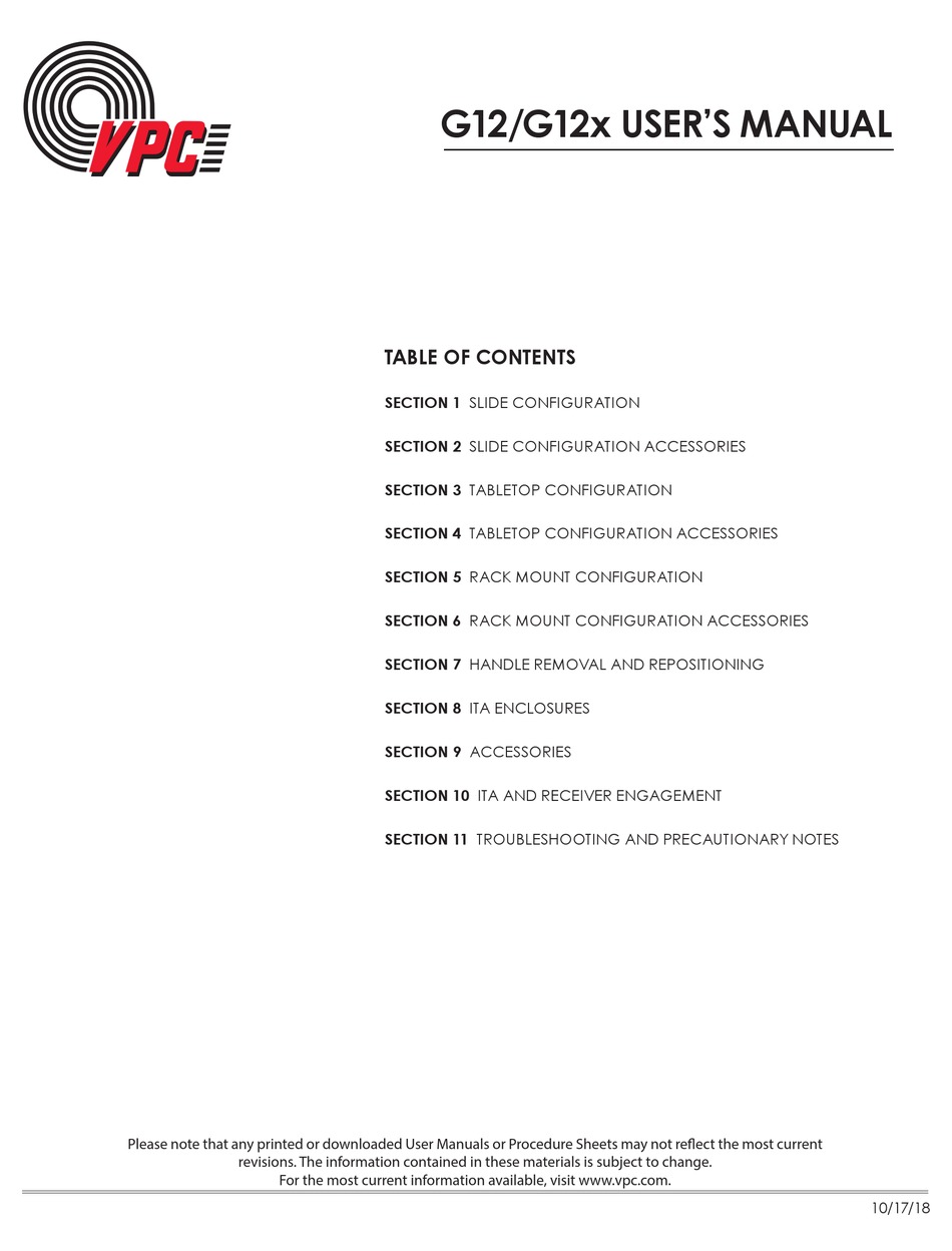 VPC G12 USER MANUAL Pdf Download ManualsLib