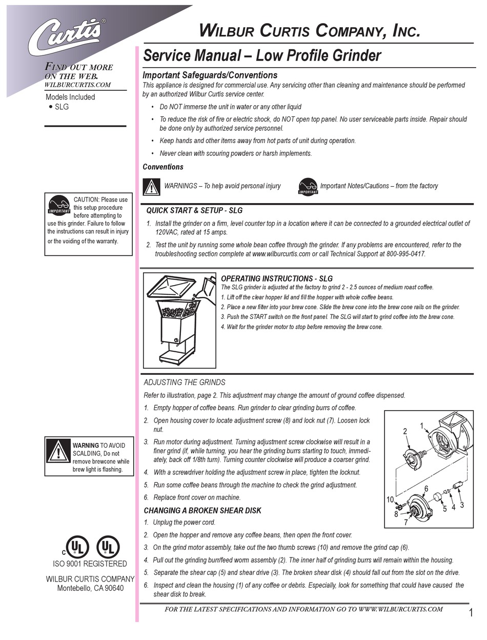 CURTIS SLG-10 SERVICE MANUAL Pdf Download | ManualsLib