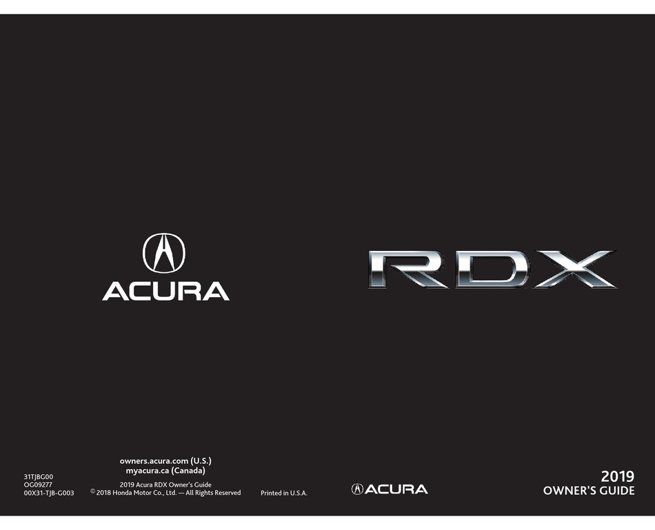 ACURA RDX OWNER'S MANUAL Pdf Download ManualsLib