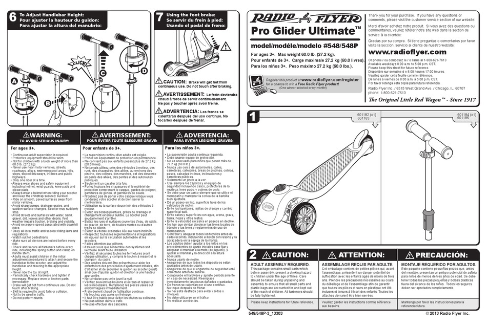 RADIO FLYER PRO GLIDER ULTIMATE 548 MANUAL Pdf Download ManualsLib