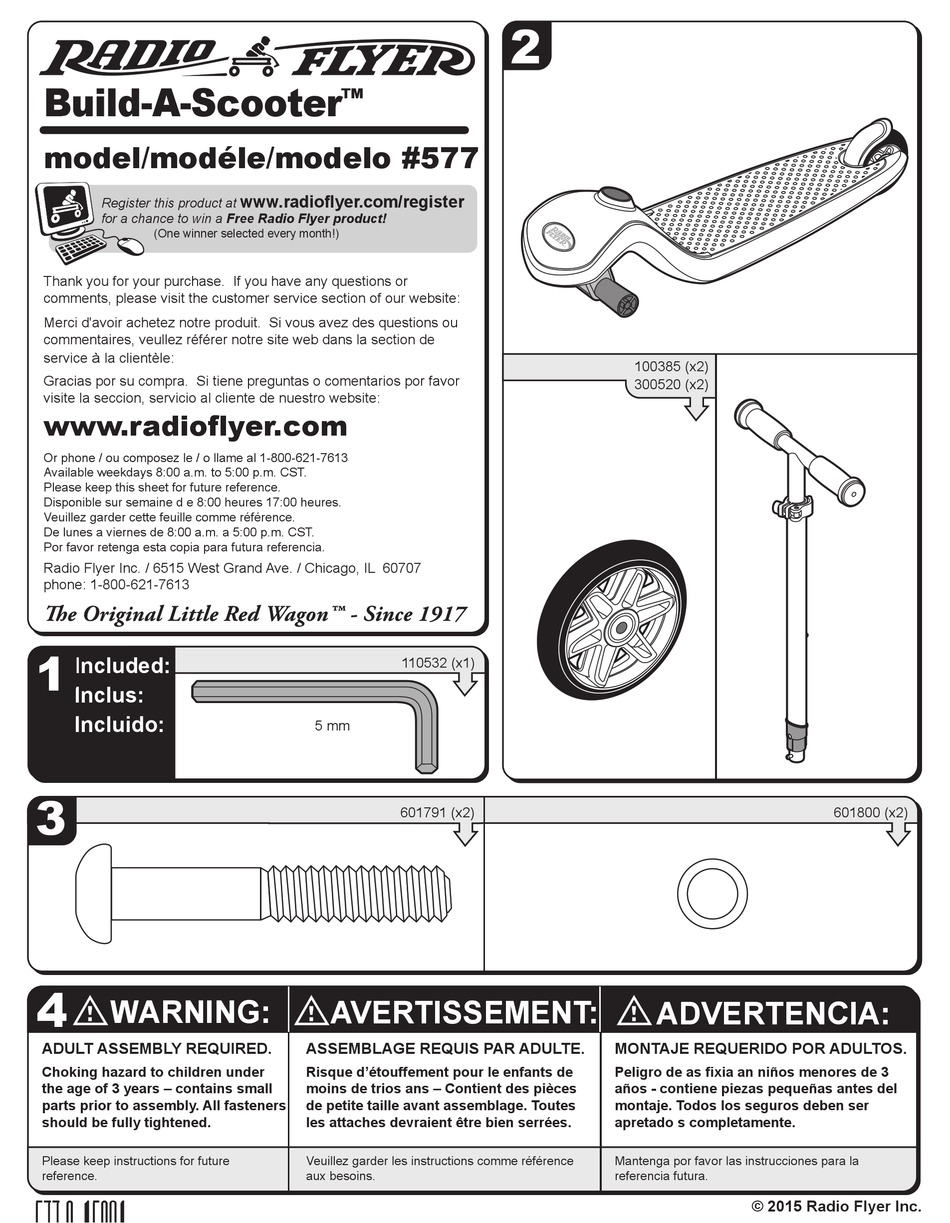 RADIO FLYER BUILDASCOOTER 577 MANUAL Pdf Download ManualsLib